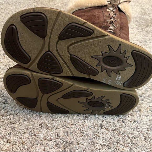 UGG Australia Upside Lace Up Shearling Boots Suede Sheepskin Boots Size 9 - Picture 10 of 12